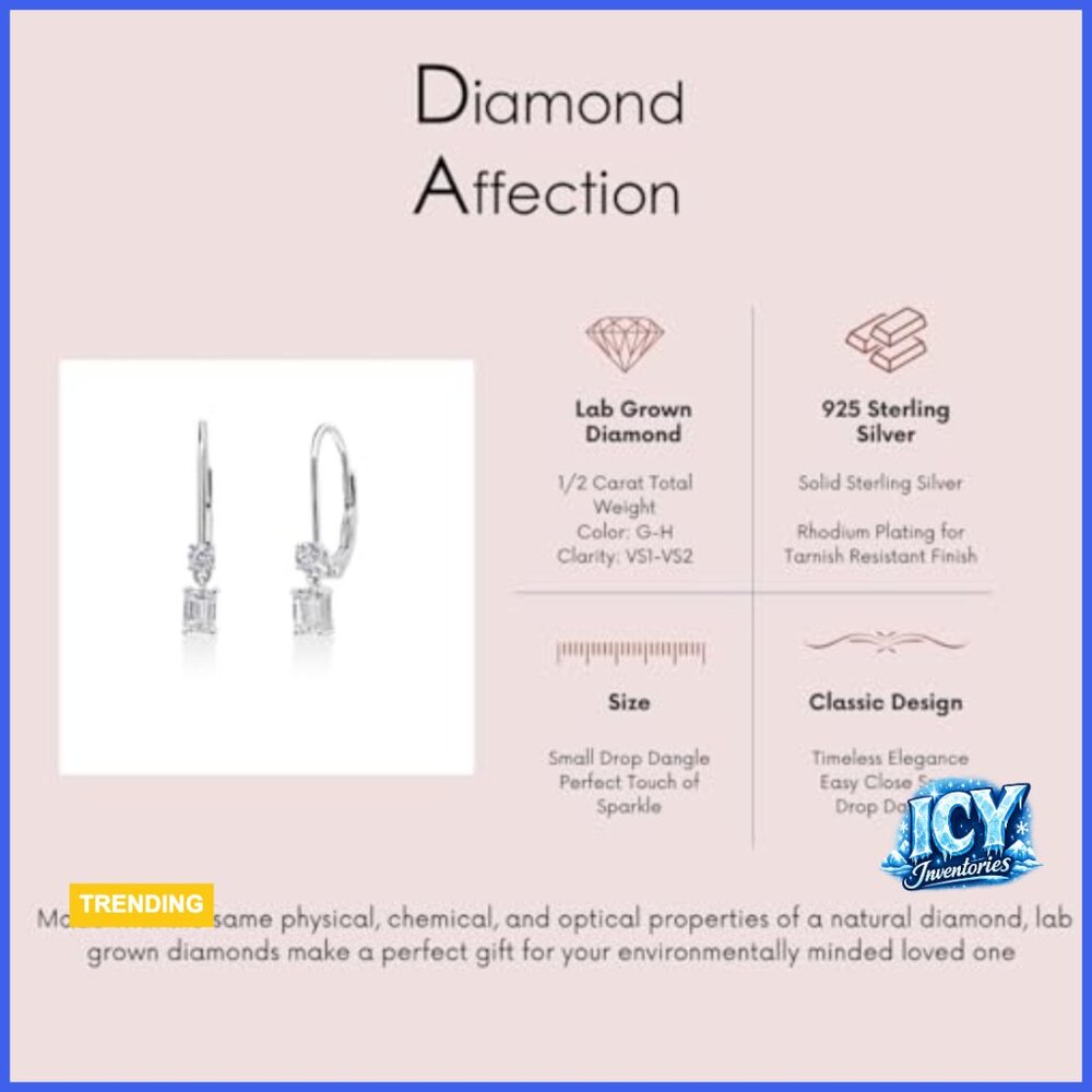 Lab Created Emerald Cut Diamond Dangle Earrings L… - image 4